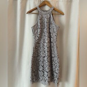 Lulus Love Poem Light Gray Mini Dress